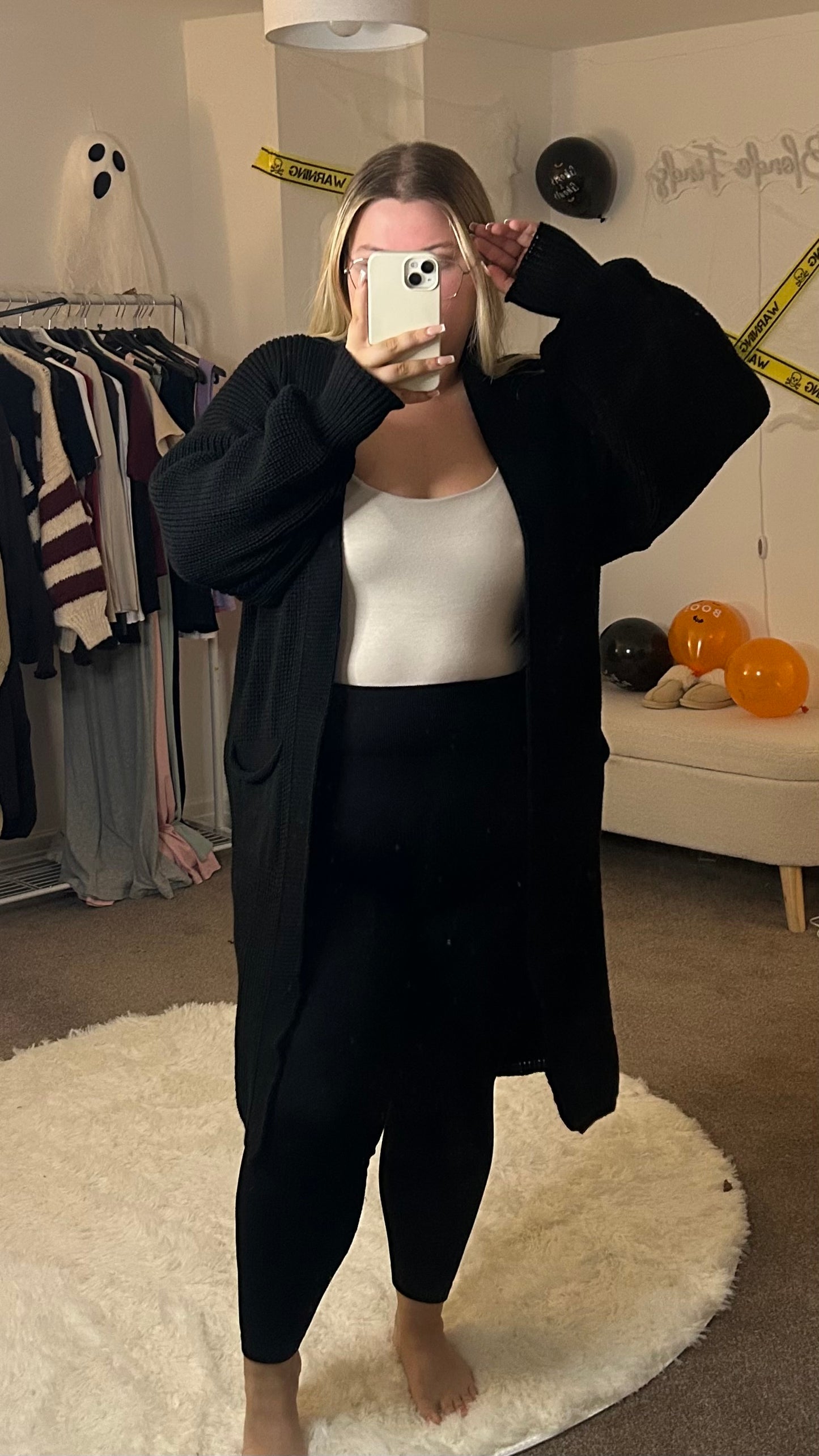 Chunky Balloon Sleeve Knit Long Cardigan