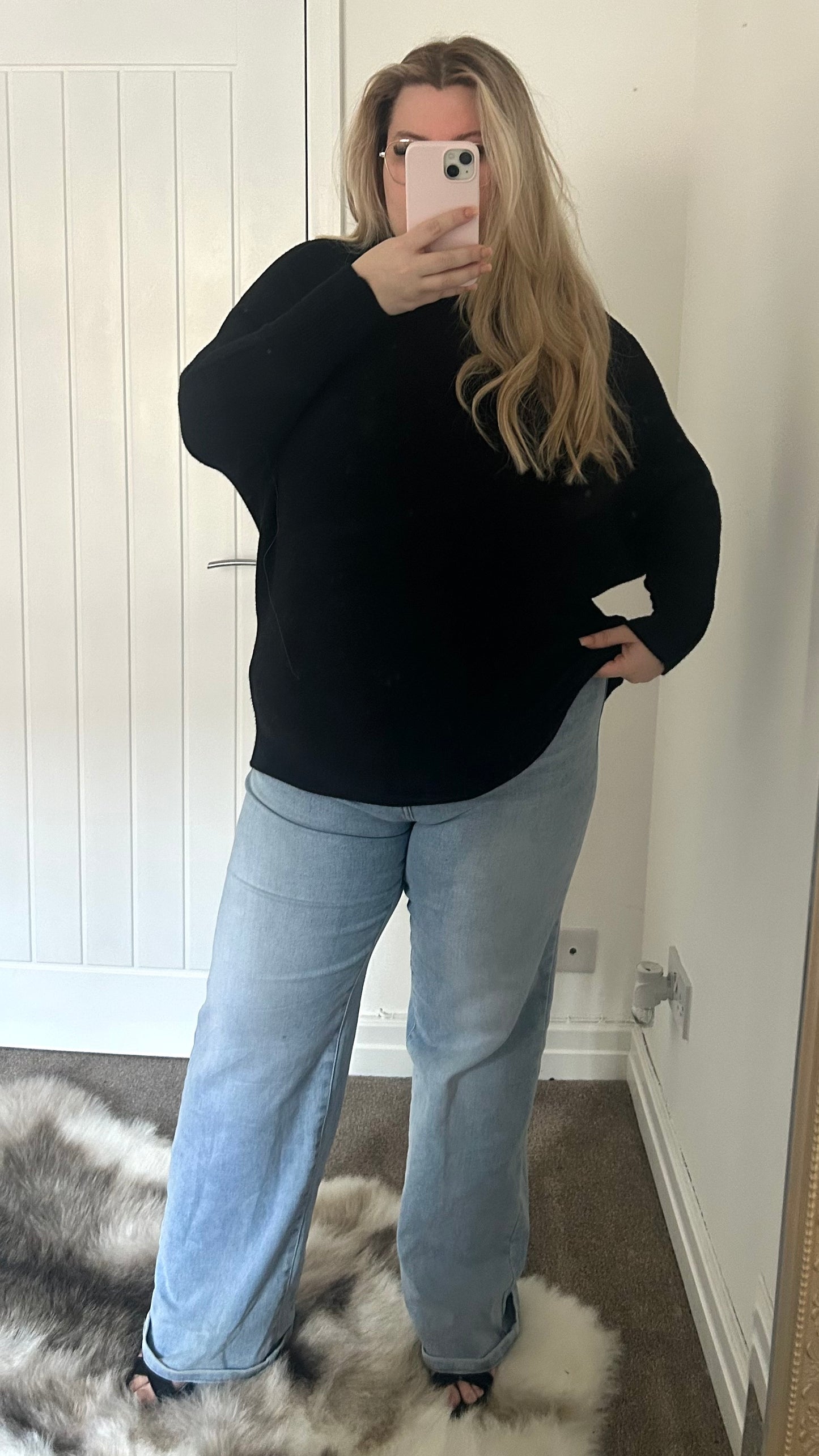 Soft Touch Knit Adjustable Neck Batwing Jumper
