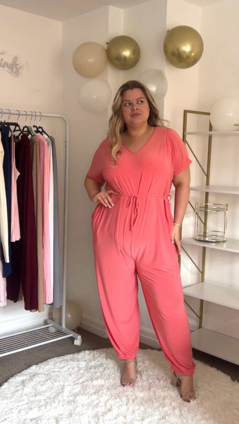 Stretch Jersey Tie Up Oversized Jumpsuit