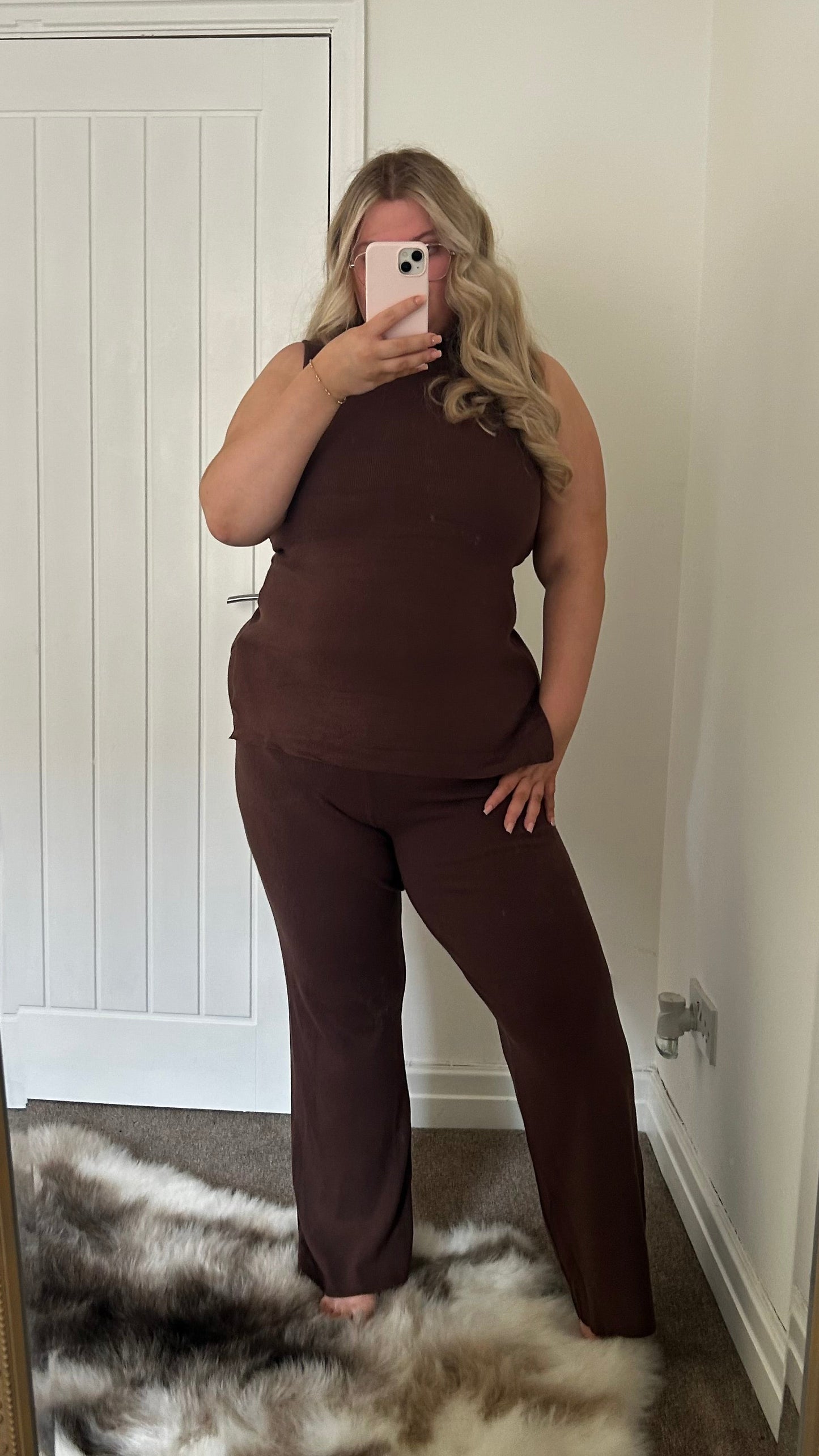 Soft Touch Mock Neck Knitted Trouser Set