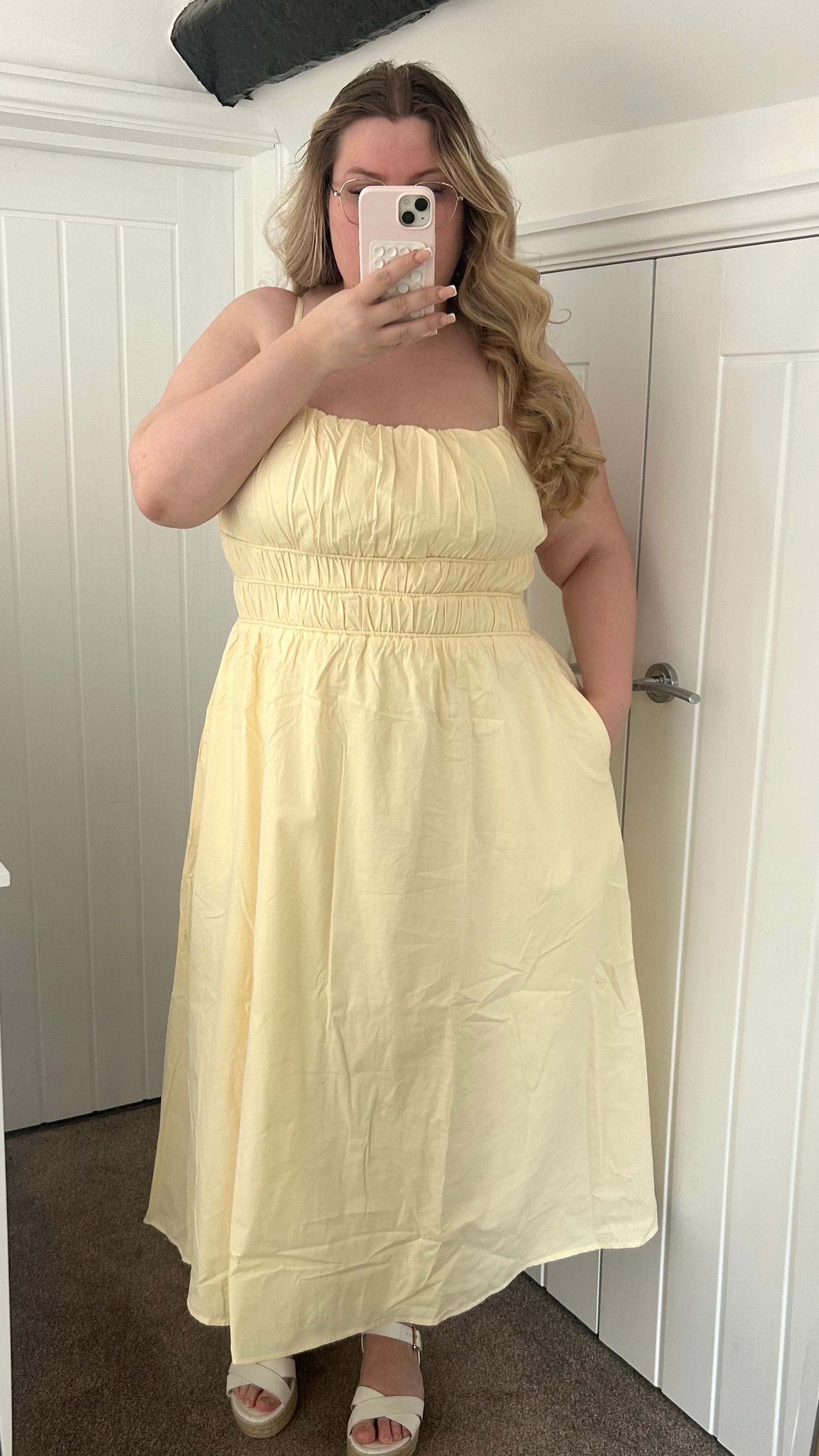 Cotton Milkmaid Midi Dress With Pockets – The Blonde Finds