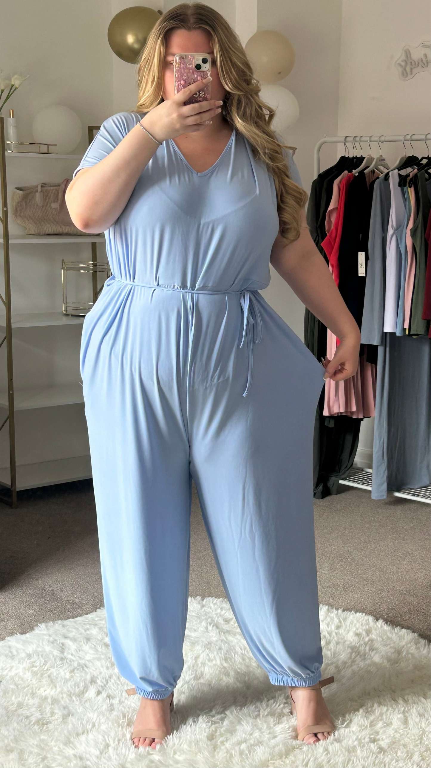 Stretch Jersey Tie Up Oversized Jumpsuit