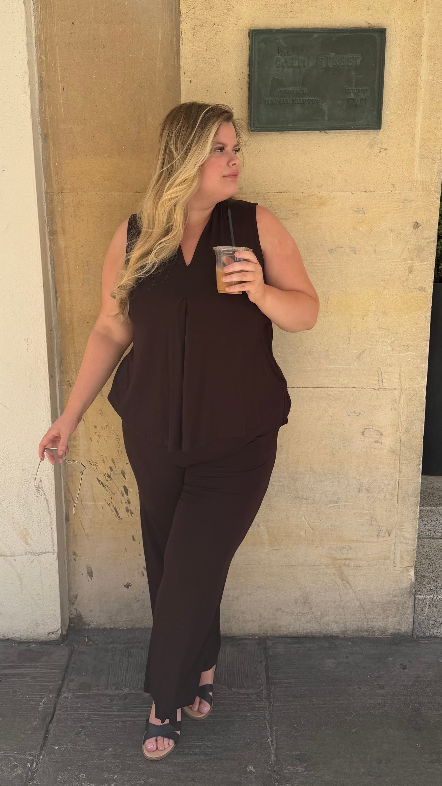 Stretchy V Neck Summer Blouse & Trouser Co-Ord