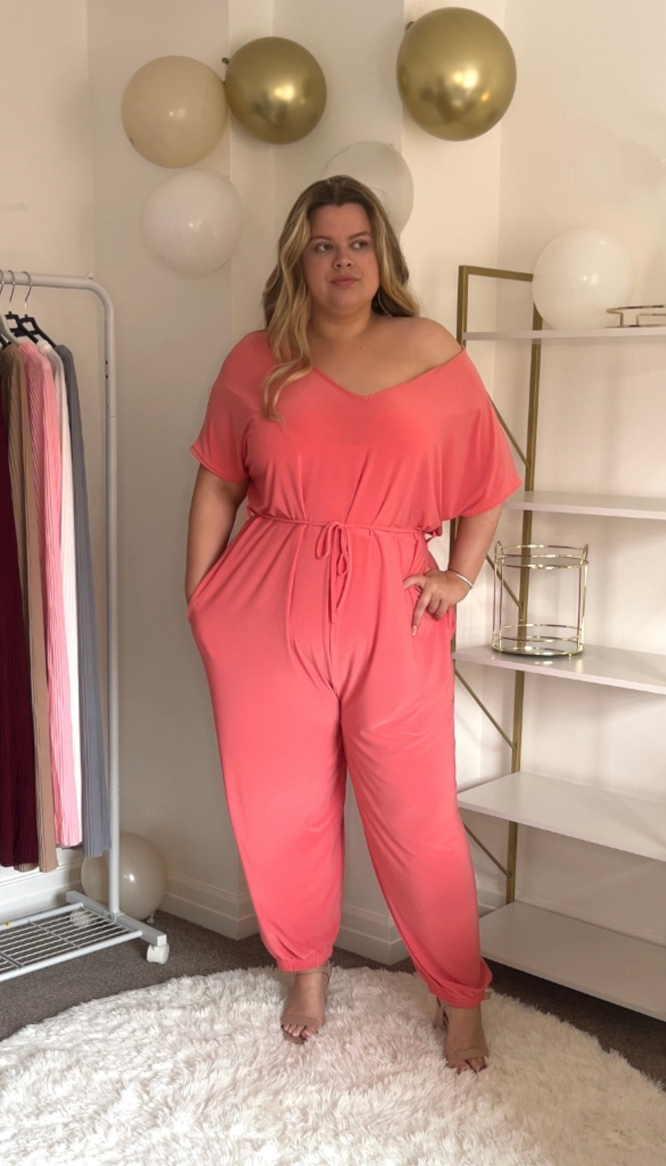 Stretch Jersey Tie Up Oversized Jumpsuit