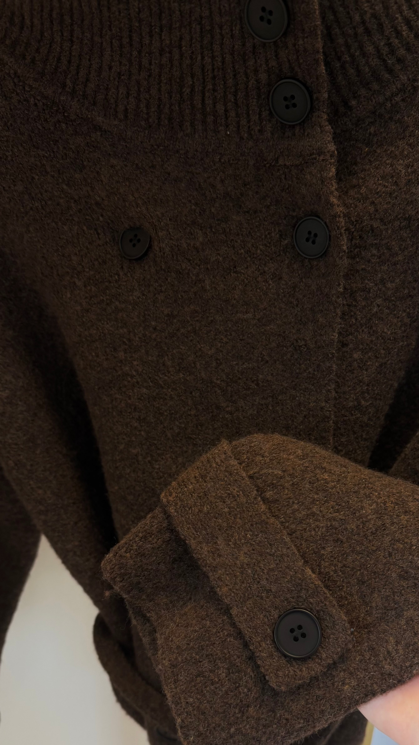 Funnel Neck Wool Melange Belted Jacket