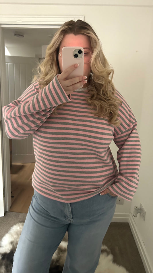 Boxy Cotton Longsleeve Stripe Top