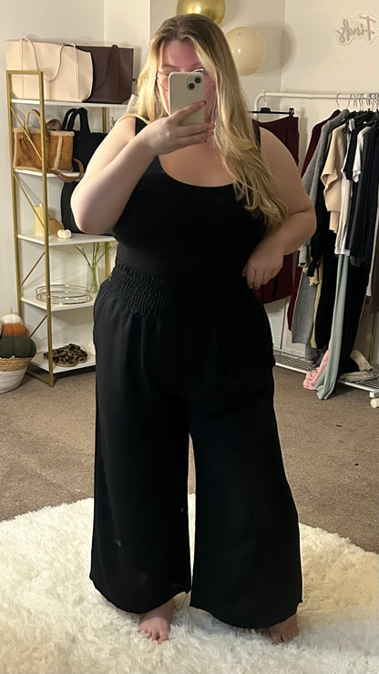 Wide Leg Elasticated Waist Trousers