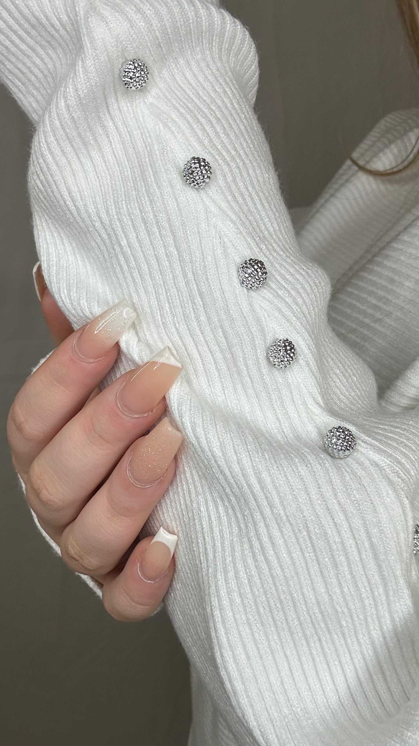 Silver Jewelled Ribbed Jumper