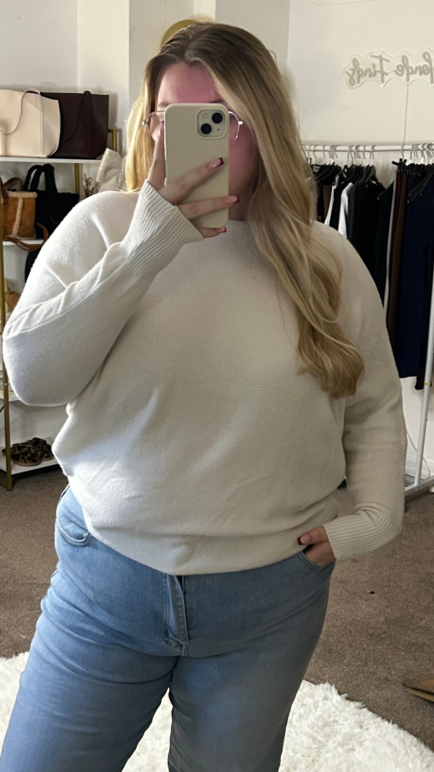 Soft Touch Knit Adjustable Neck Batwing Jumper