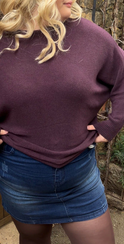 Soft Touch Knit Adjustable Neck Batwing Jumper