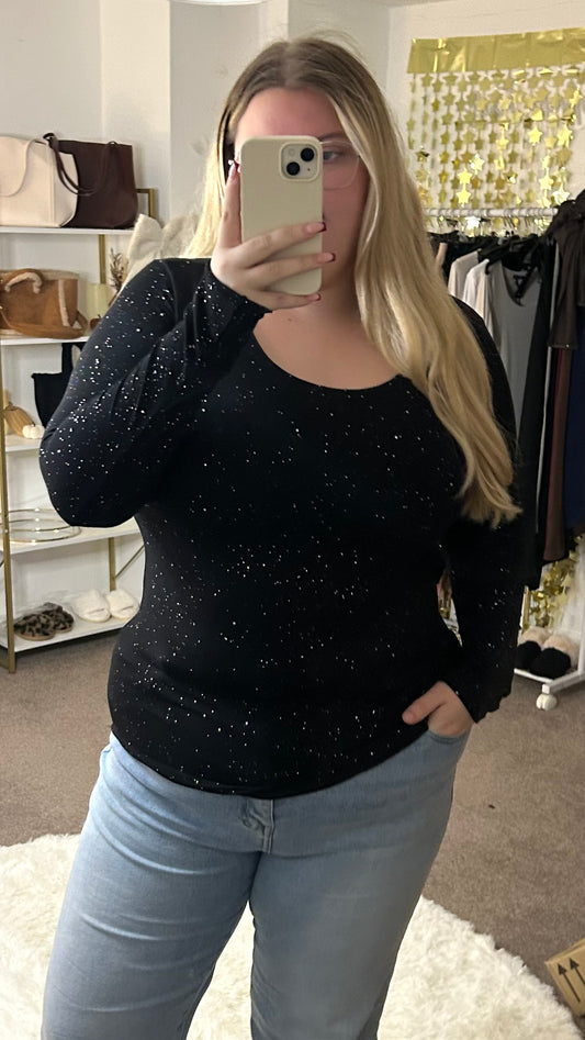 Basic Double Lined Longsleeve Sparkle Top