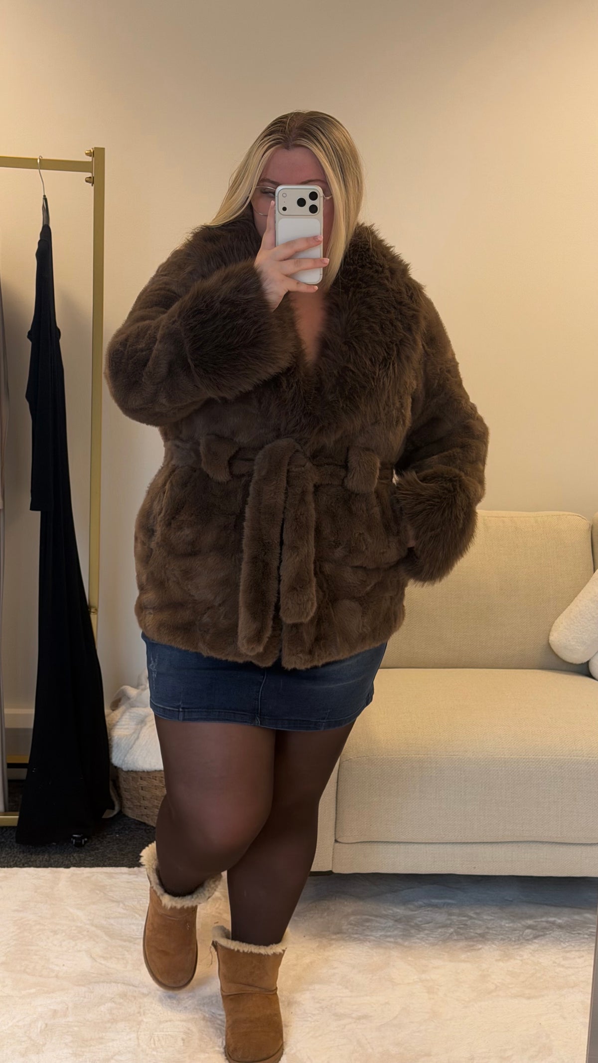 The Luxe - Faux Fur Belted Autumn Coat