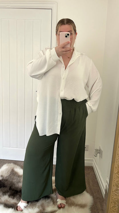 Wide Leg Elasticated Waist Trousers