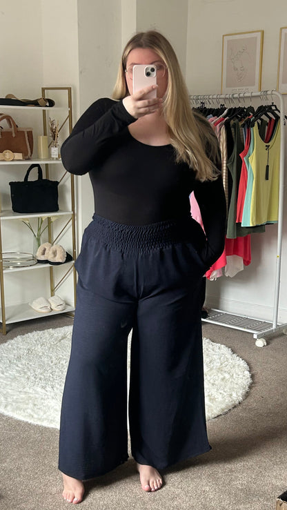 Wide Leg Elasticated Waist Trousers