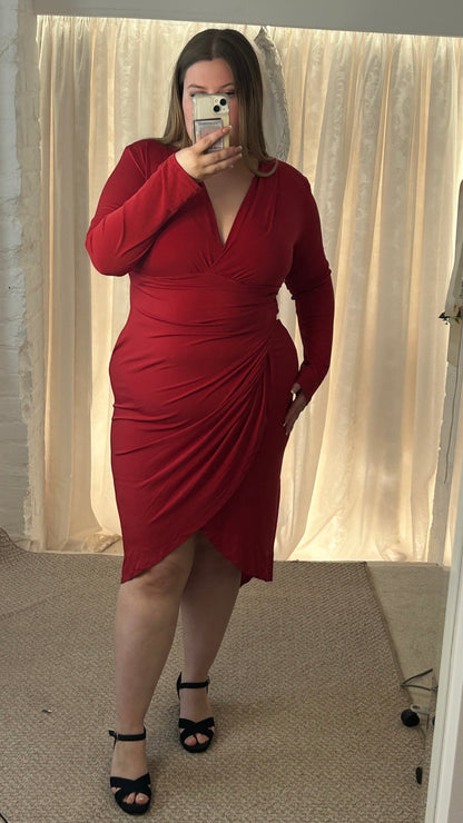 The Marilyn - V Neck Midi Drape Dress