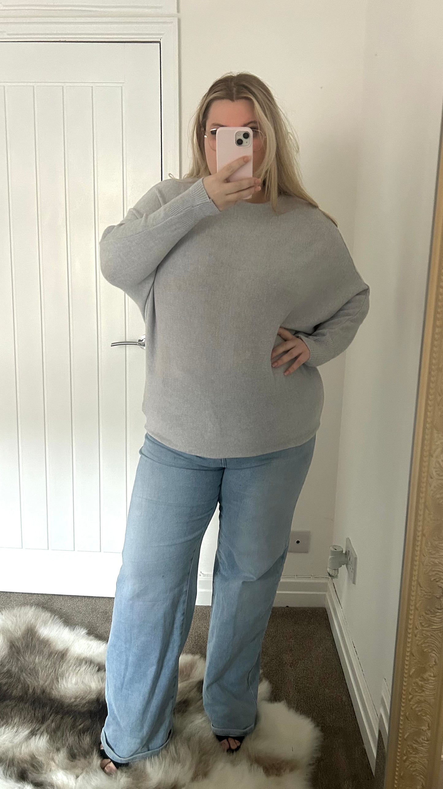 Soft Touch Knit Adjustable Neck Batwing Jumper