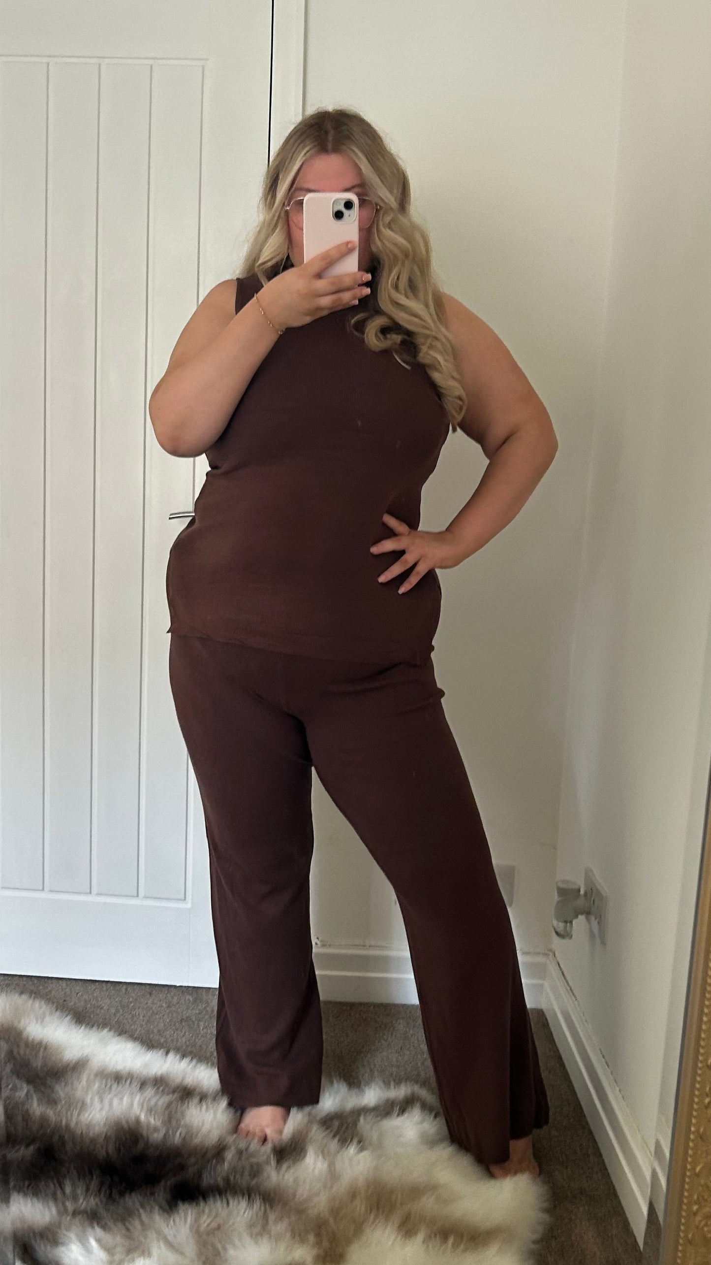 Soft Touch Mock Neck Knitted Trouser Set