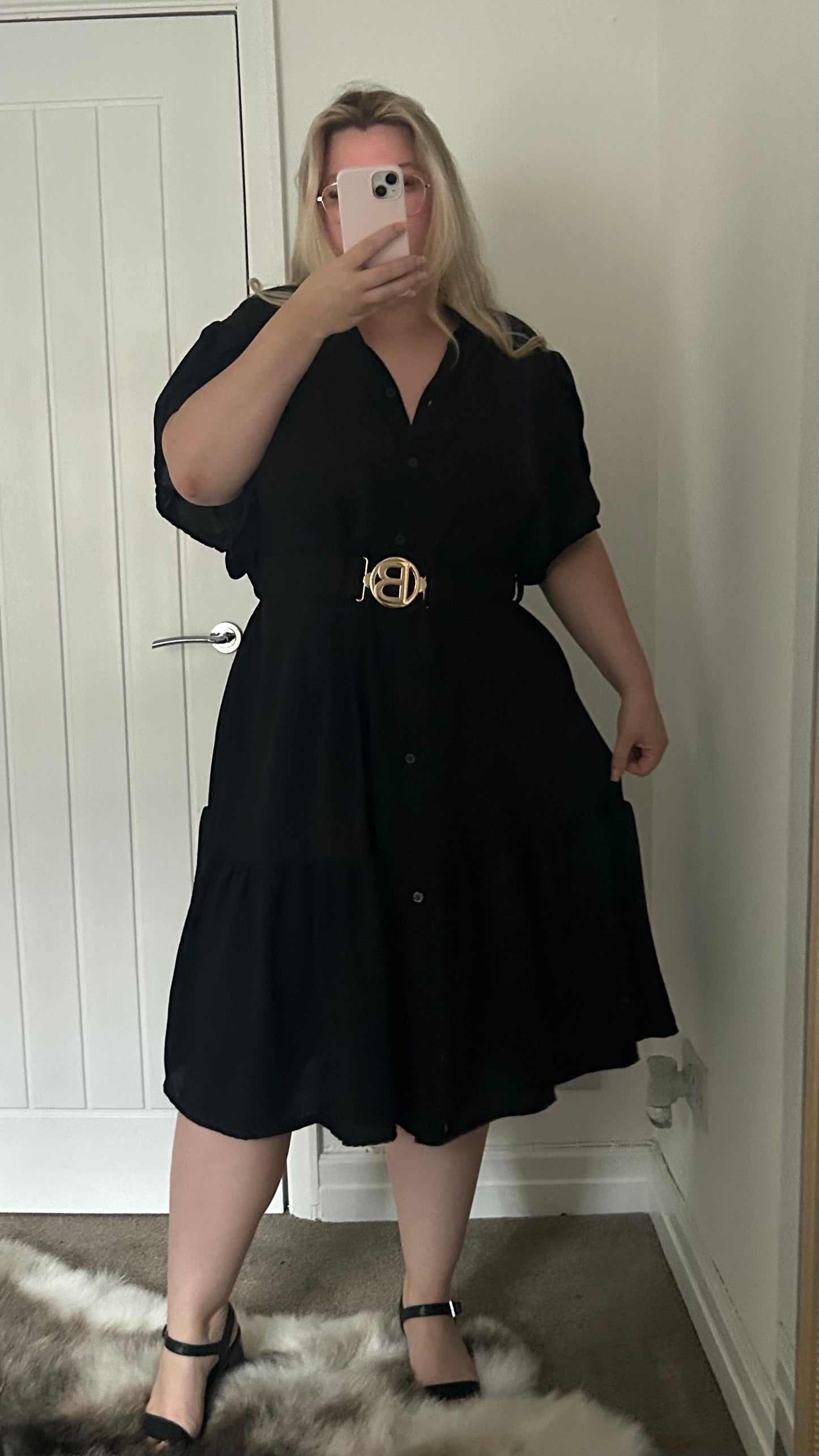THE CHERISH - Ruffle Style Belt Short Sleeve Dress