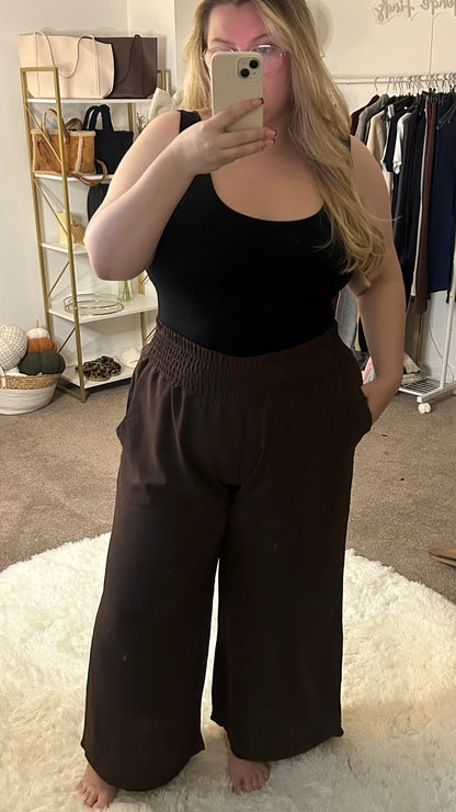 Wide Leg Elasticated Waist Trousers