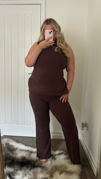 Soft Touch Mock Neck Knitted Trouser Set