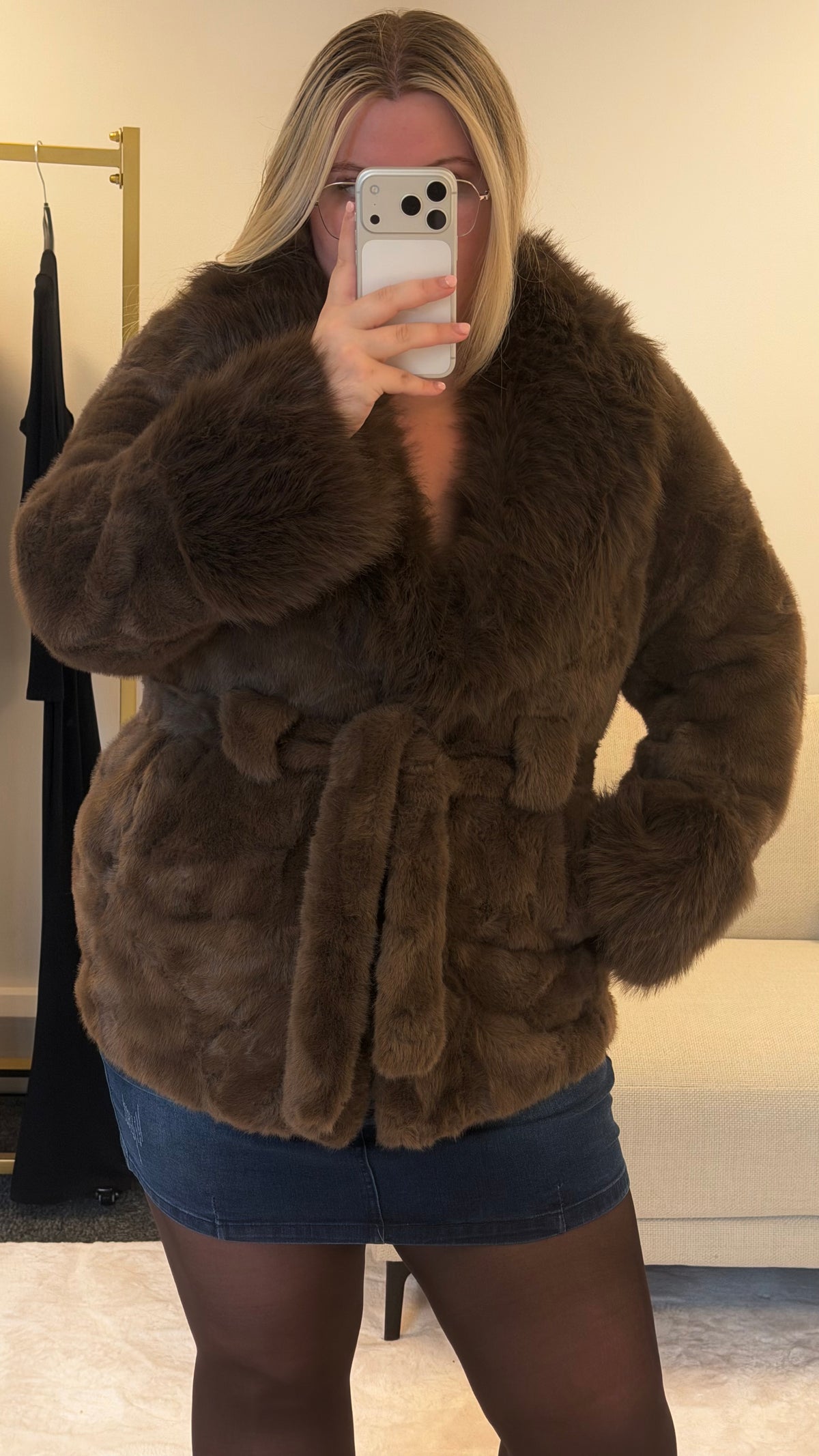 The Luxe - Faux Fur Belted Autumn Coat