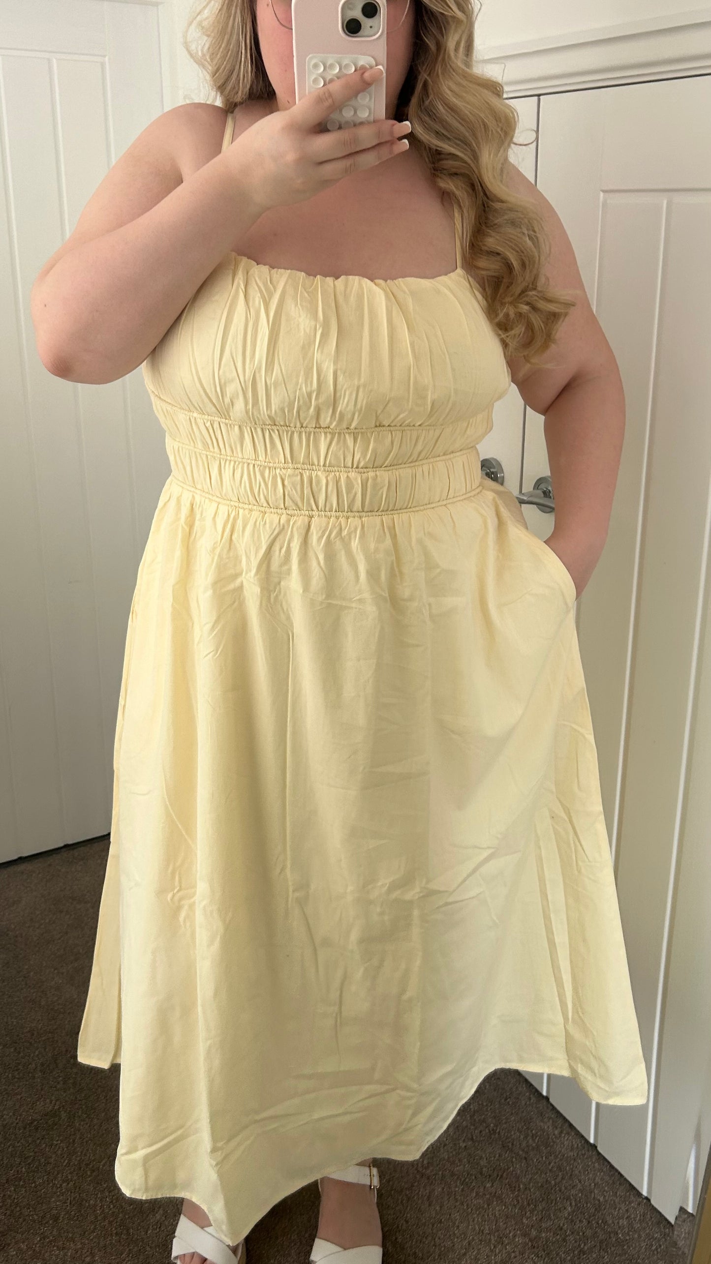 Cotton Milkmaid Midi Dress With Pockets
