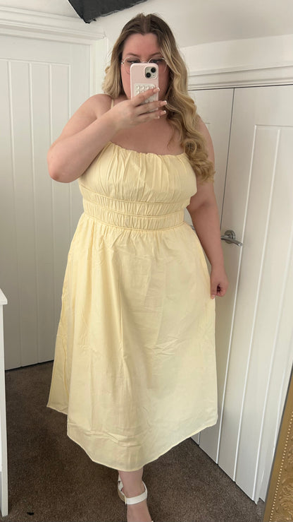 Cotton Milkmaid Midi Dress With Pockets
