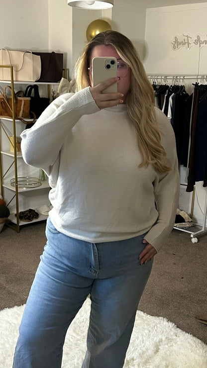 Soft Touch Knit Adjustable Neck Batwing Jumper