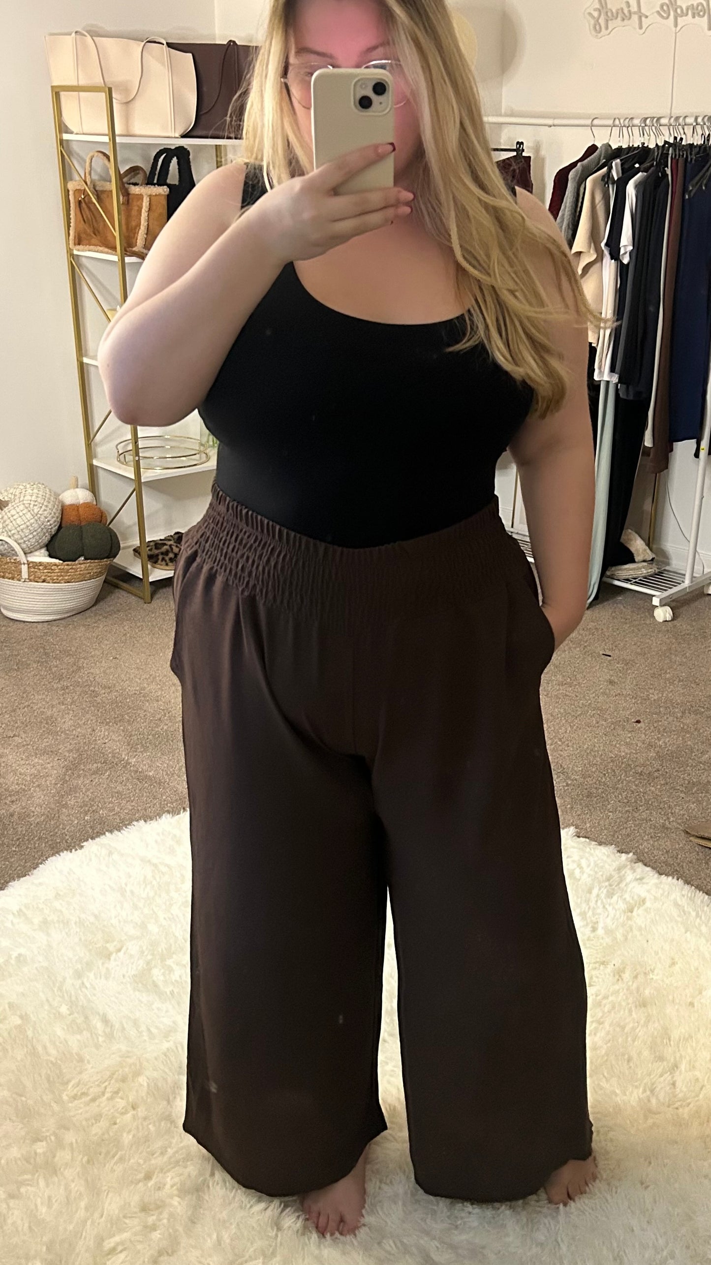 Wide Leg Elasticated Waist Trousers