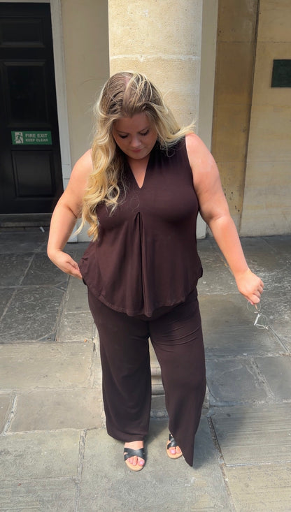 Stretchy V Neck Summer Blouse & Trouser Co-Ord