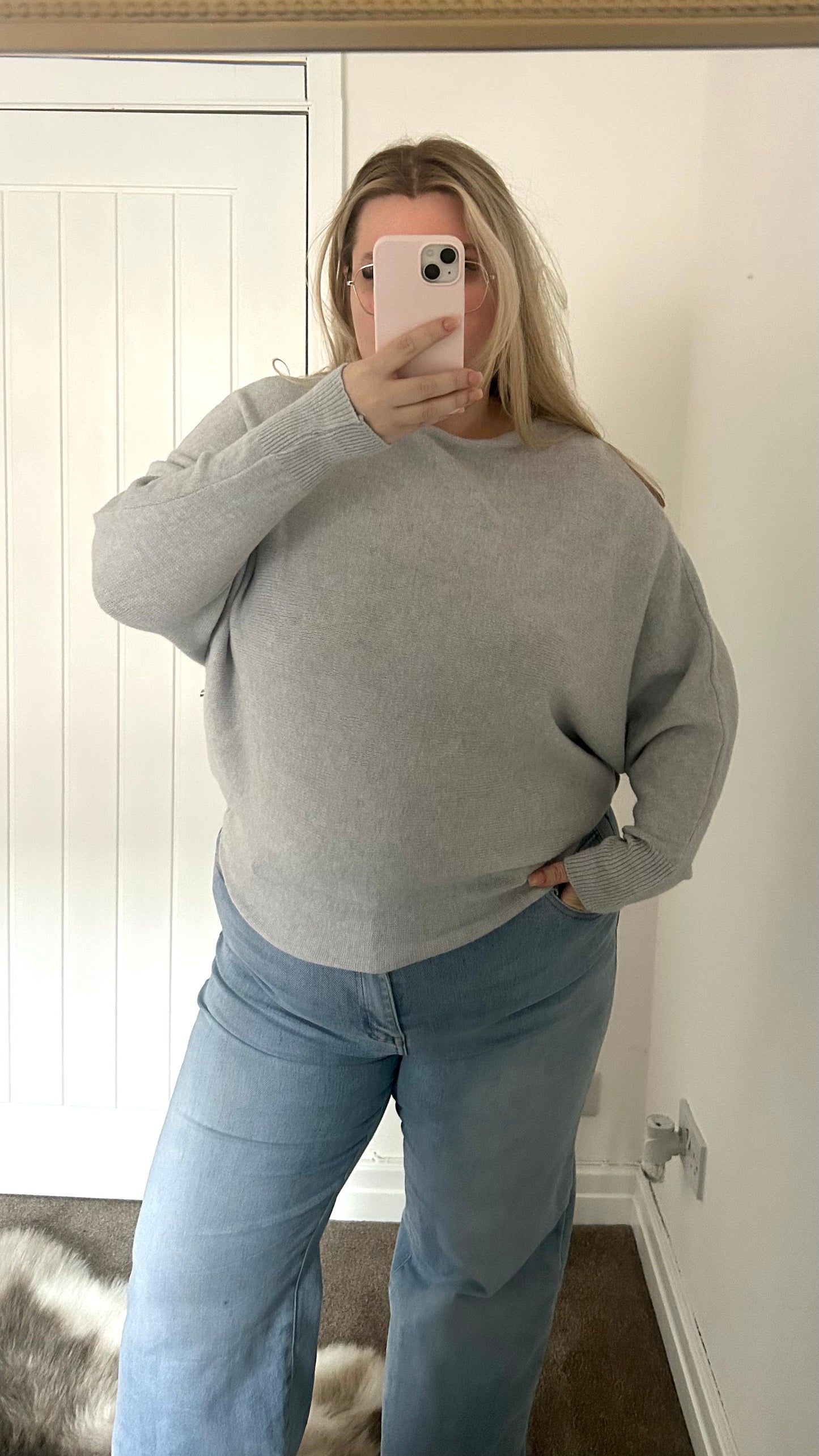 Soft Touch Knit Adjustable Neck Batwing Jumper