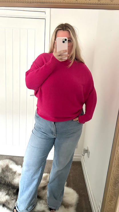 Soft Touch Knit Adjustable Neck Batwing Jumper