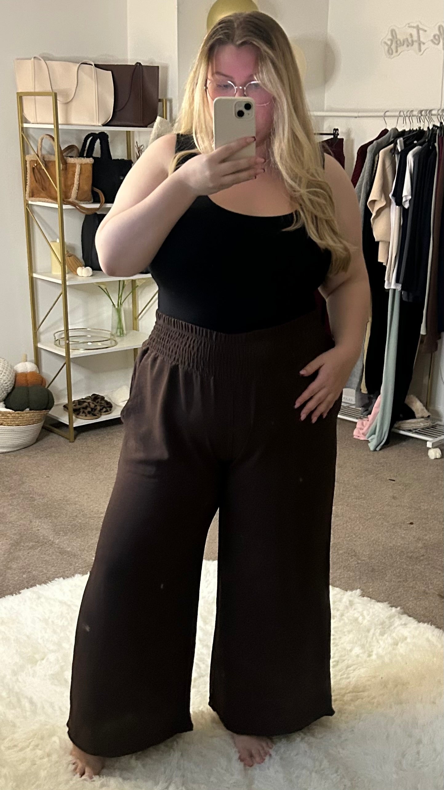 Wide Leg Elasticated Waist Trousers