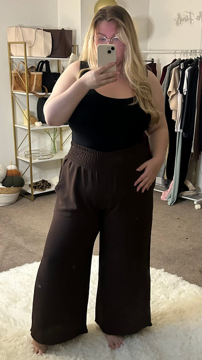 Wide Leg Elasticated Waist Trousers