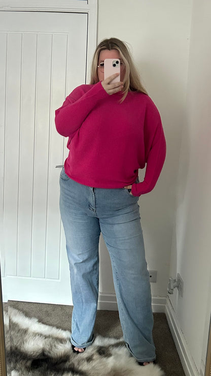 Soft Touch Knit Adjustable Neck Batwing Jumper