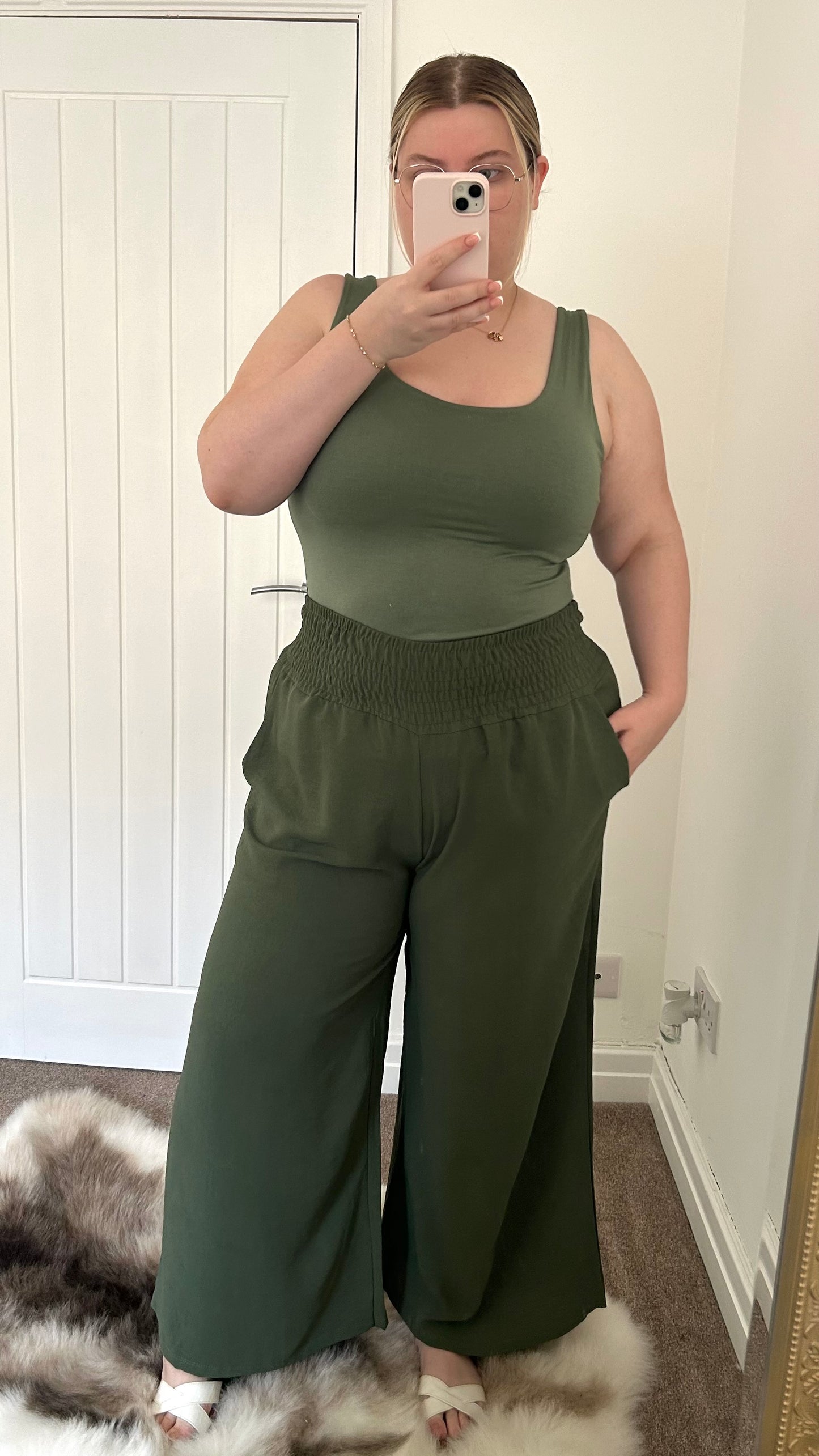 Wide Leg Elasticated Waist Trousers