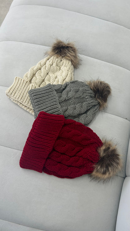 Cable Knit Bobble Hat