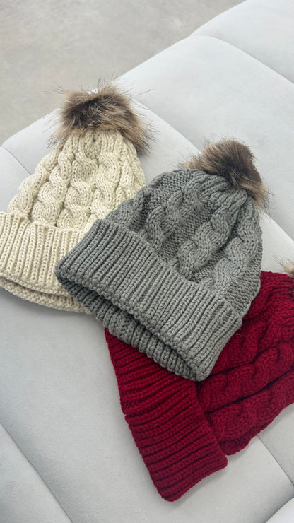 Cable Knit Bobble Hat