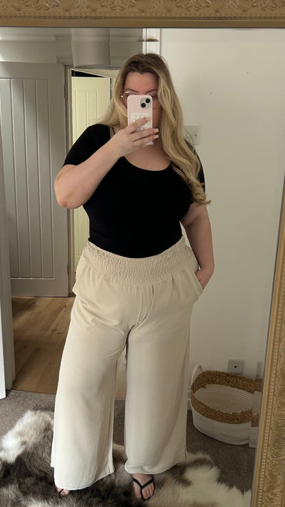 Wide Leg Elasticated Waist Trousers