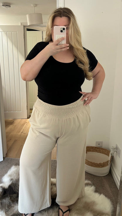 Wide Leg Elasticated Waist Trousers