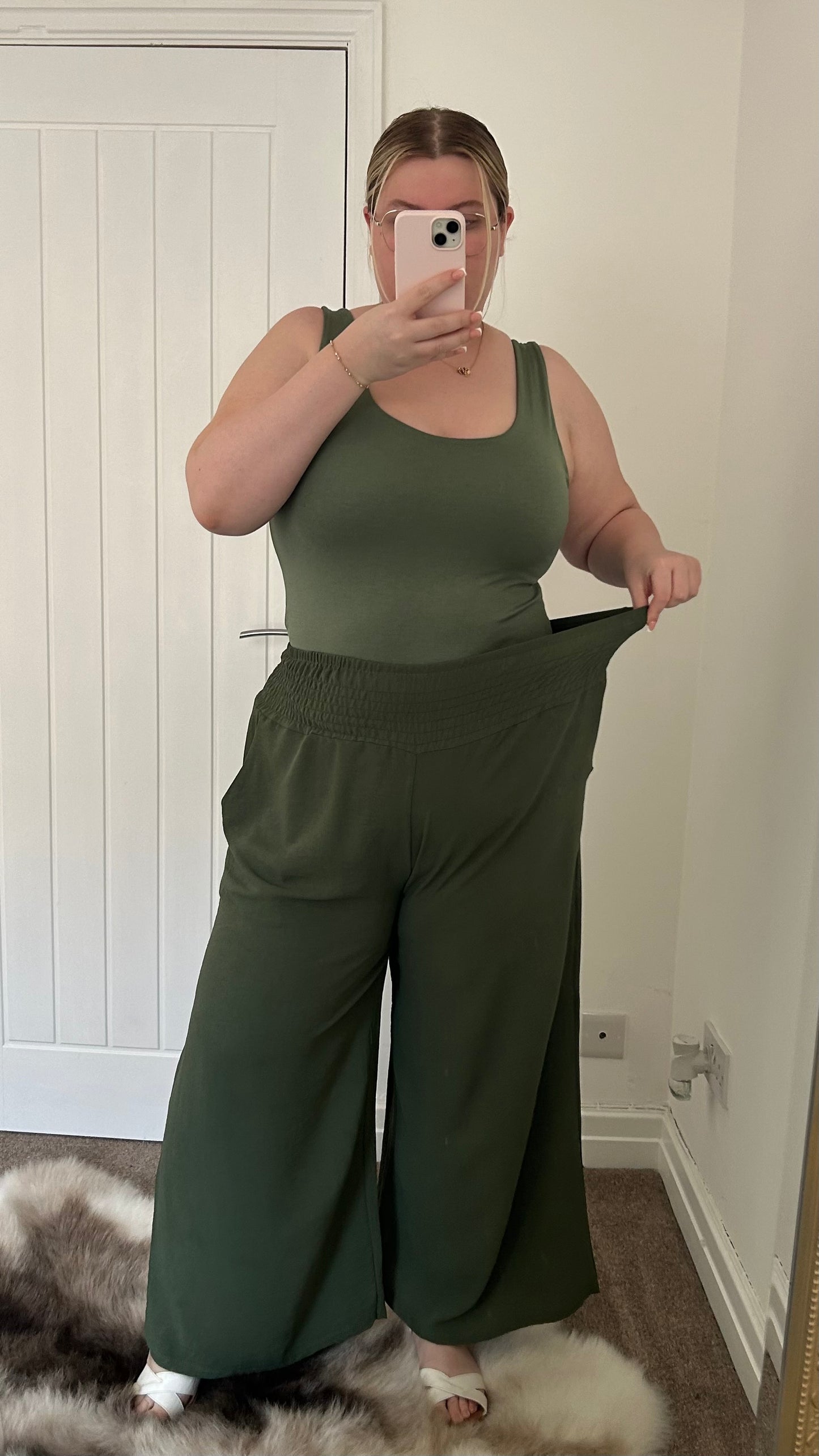 Wide Leg Elasticated Waist Trousers