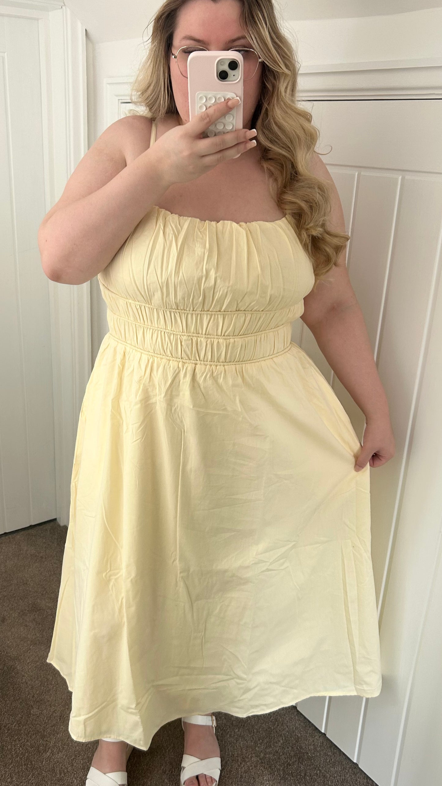Cotton Milkmaid Midi Dress With Pockets