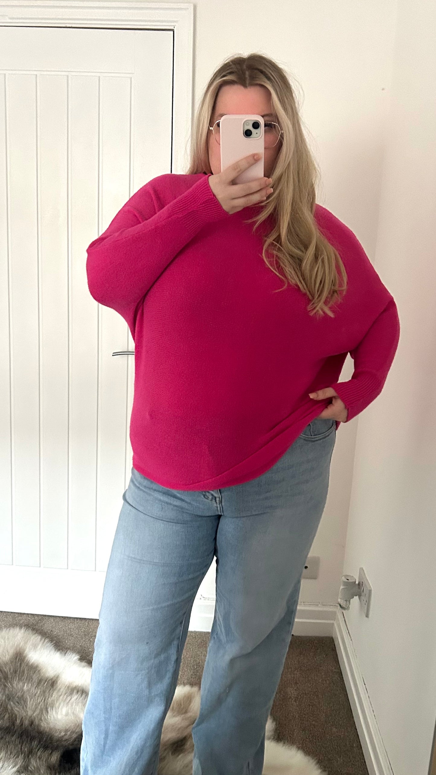 Soft Touch Knit Adjustable Neck Batwing Jumper