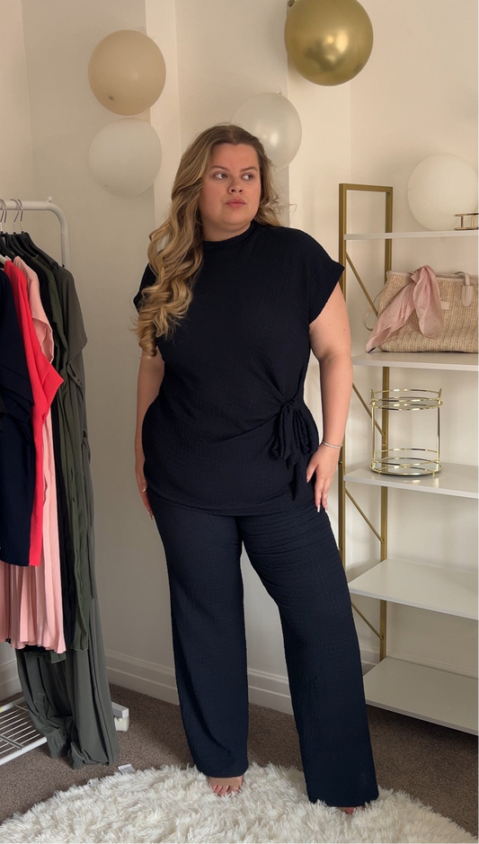 Tie Waist Crepe Set