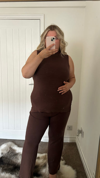 Soft Touch Mock Neck Knitted Trouser Set