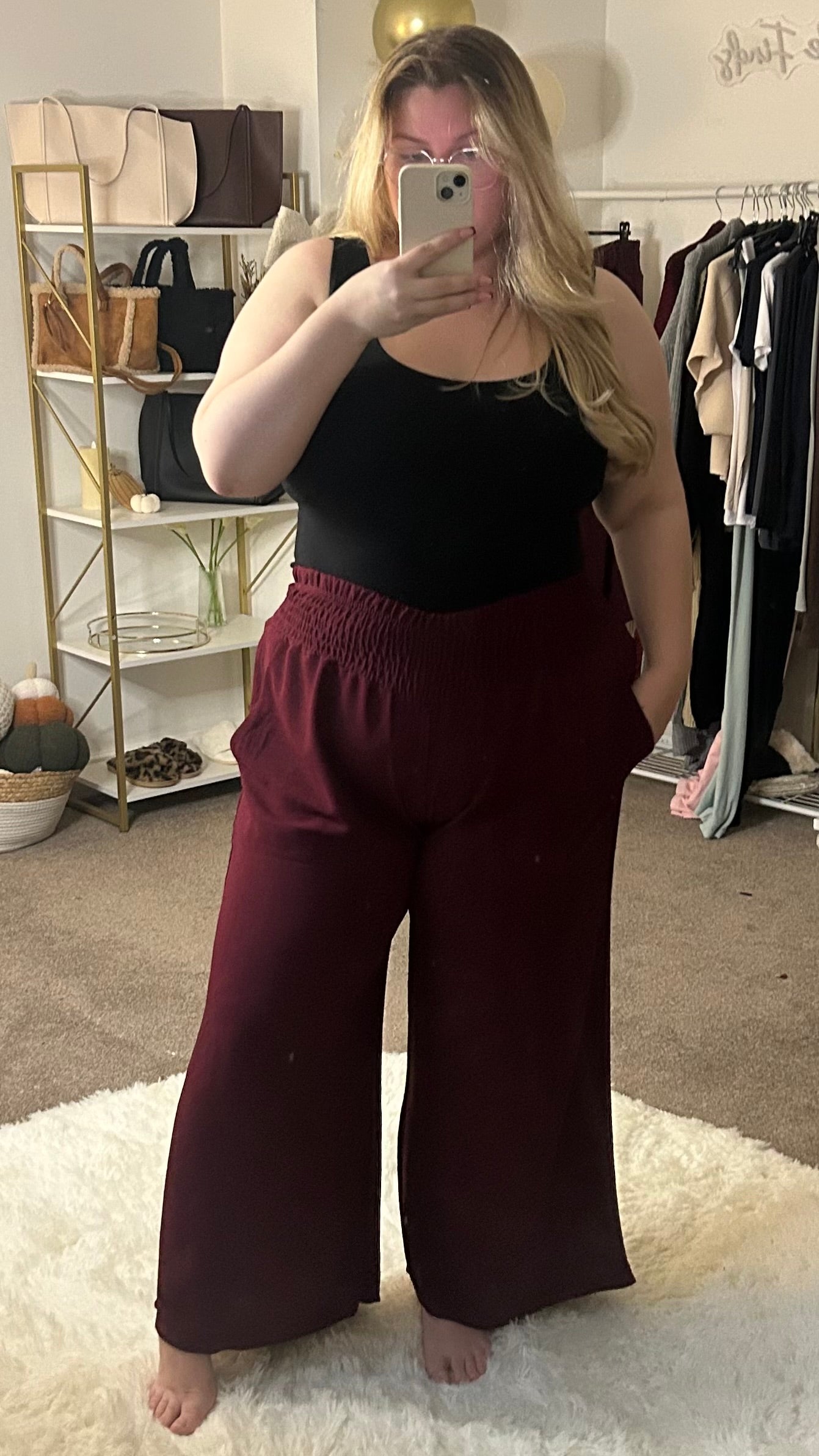 Wide Leg Elasticated Waist Trousers