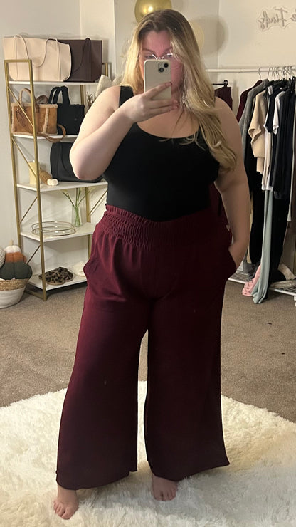 Wide Leg Elasticated Waist Trousers