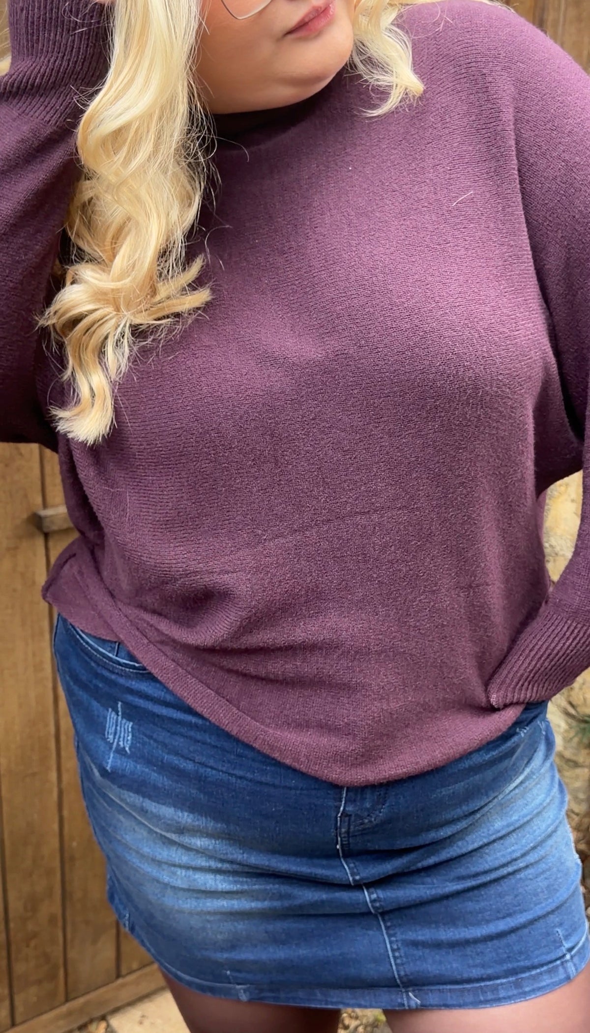 Soft Touch Knit Adjustable Neck Batwing Jumper