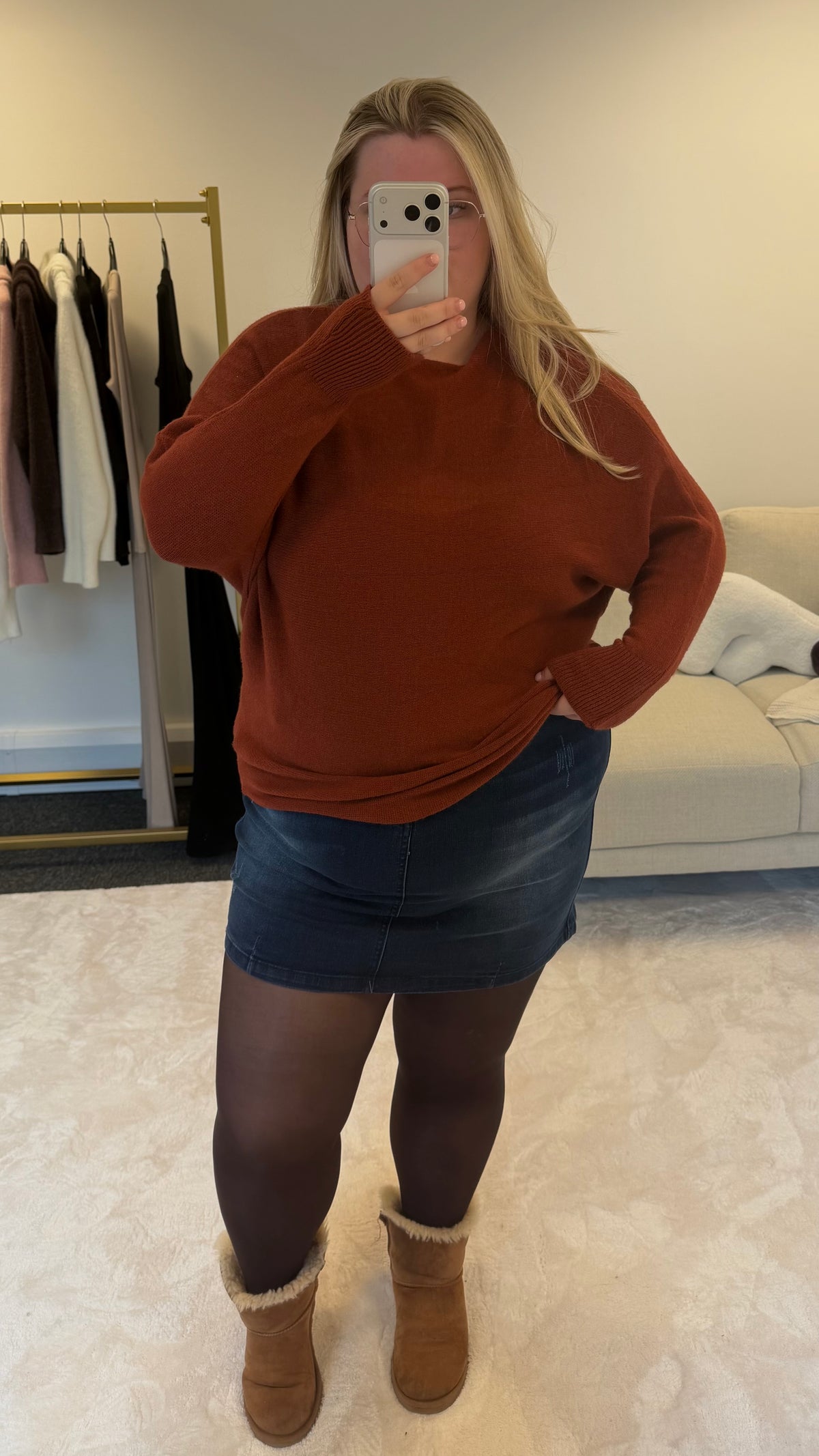 Soft Touch Knit Adjustable Neck Batwing Jumper