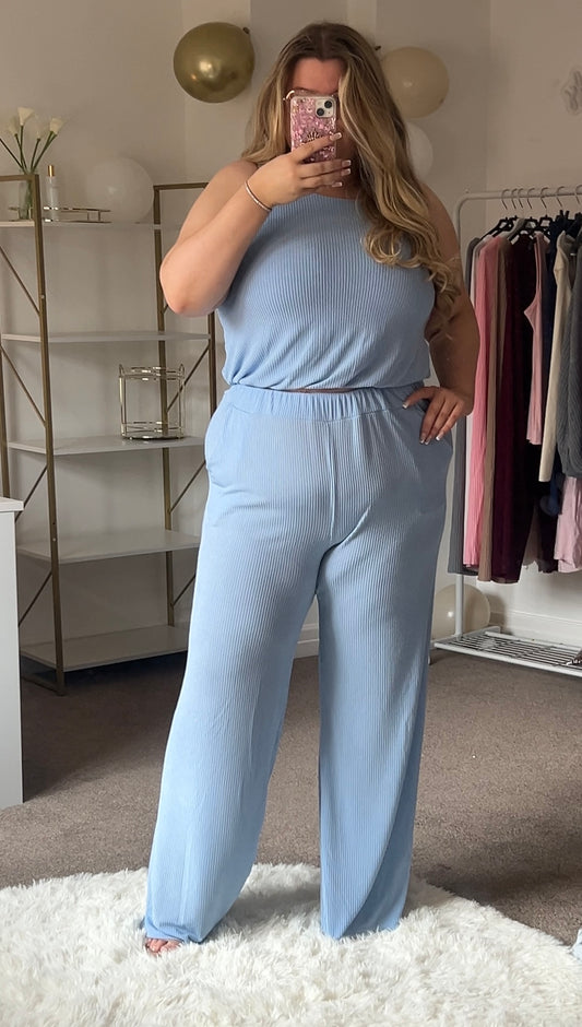 Plisse Summer Trouser Set
